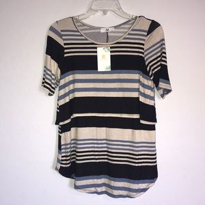 AJ Amelia James Striped layered Short Sleeves Tunic Top Size XS